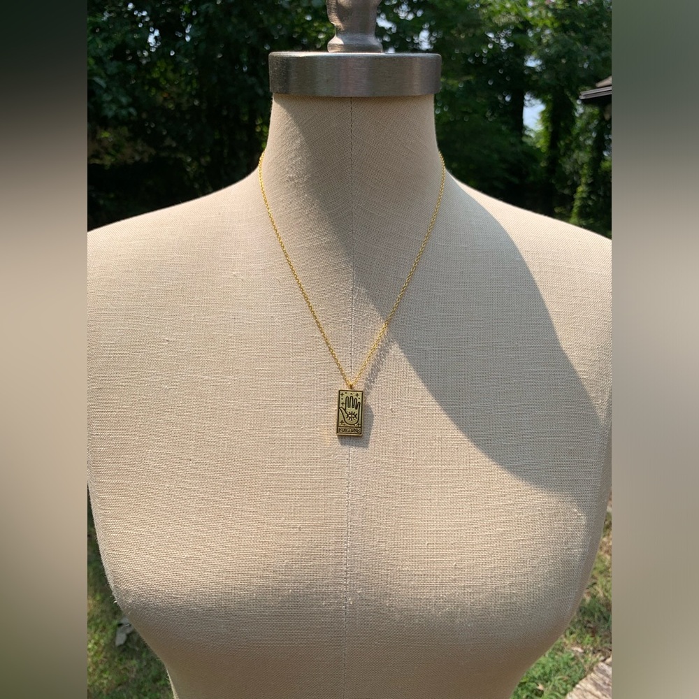 NWT Reversible Sterling Silver Plated Chain, Fortune Tarot Card Alloy Necklace - Picture 12 of 14